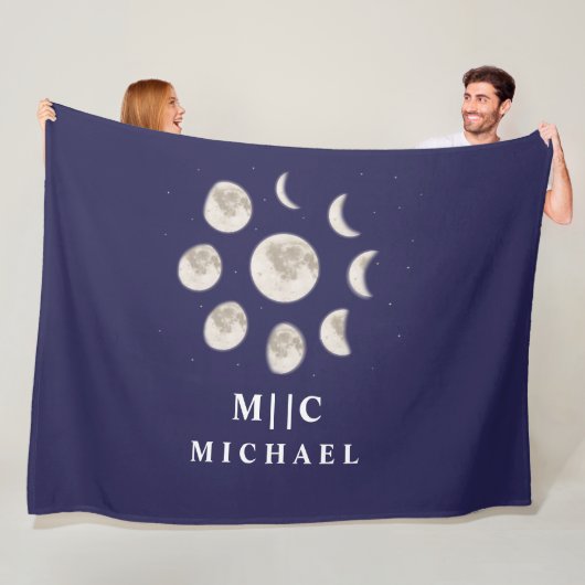 Moderne maanfasen gepersonaliseerd fleece deken (In situ)