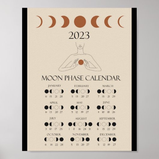 Moderne Maankalender 2023 Maanfasen Poster (Voorkant)