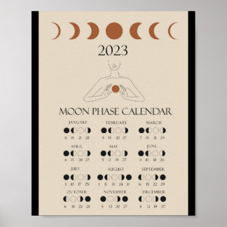 Moderne Maankalender Kalender 2023 Maanfasen Poste Poster