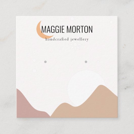 Moderne maanlandschap oorbelhouder kaart vierkante visitekaartje (Voorkant)