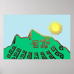MODERNE MACHU_PICCHU CUSCO PERU TEKENING POSTER