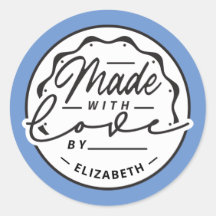 Moderne 'Made with Love' Cirkel Sticker