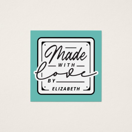 Moderne Made with Love Label Kaart (Voorkant)