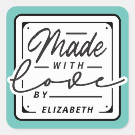 Moderne 'Made with Love' Vierkante Label Sticker