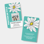 Moderne madelief met foto, logo personeels-ID Badge (Voor- en achterkant)