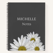 Moderne madeliefjes Bloemen Botanisch Grijs Notitieboek (Voorkant)