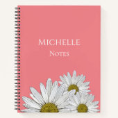 Moderne madeliefjes Bloemen Botanisch Roze Notitieboek (Voorkant)