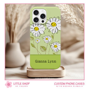 Moderne Madeliefjes Bloemige Monogram iPhone 15 Case