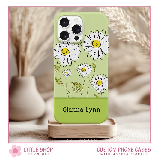 Moderne Madeliefjes Bloemige Monogram Case-Mate iPhone Case