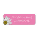 Moderne madeliefjes Schattige roze retouradres Etiket (Voorkant)
