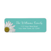 Moderne madeliefjes Trendy Blauwgroen retour adres Etiket (Voorkant)