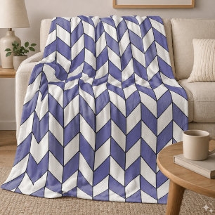 Moderne Maerblauw Visgraat Chevron Patroon Fleece Deken