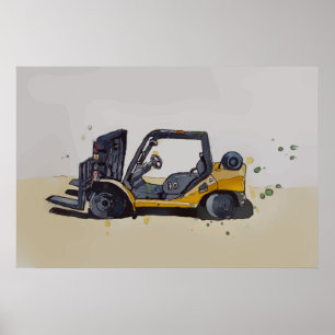 Moderne magazijnheftruck poster