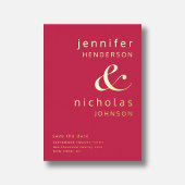 Moderne Magenta bruiloft Bewaar de datum goud Folie Uitnodiging