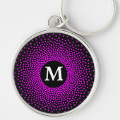 Moderne Magenta Dot Pattern met MONOGRAM Sleutelha Sleutelhanger (Voorkant)