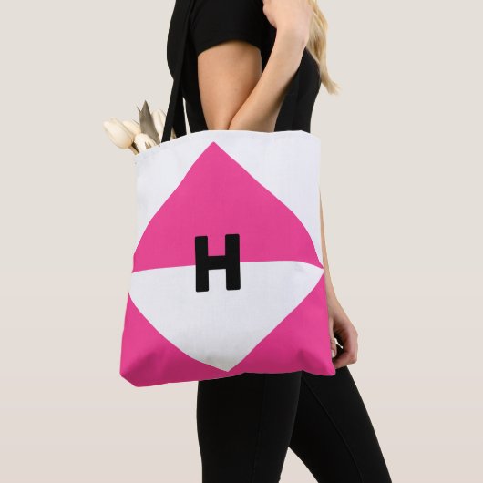 Moderne magenta en wit tote bag (Dichtbij)