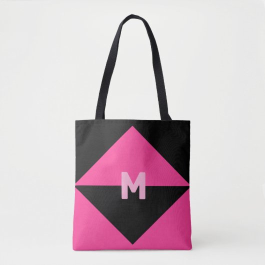 Moderne magenta en zwart tote bag (Voorkant)