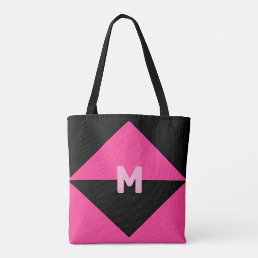 Moderne magenta en zwart tote bag (Achterkant)