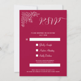 Moderne Magenta Floral Islamic QR Code RSVP Card Kaart