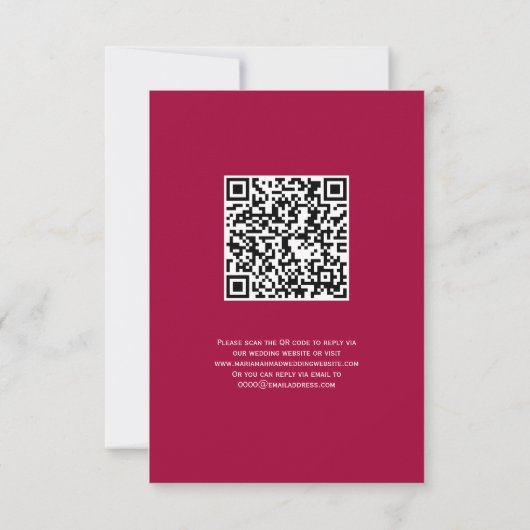 Moderne Magenta Floral Islamic QR Code RSVP Card Kaart (Achterkant)