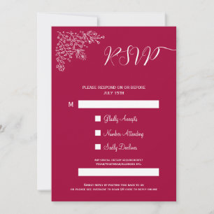 Moderne Magenta Floral Islamic QR Code RSVP Card Kaart