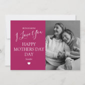 Moderne Magenta Foto Moederdag Feestdagenkaart (Voorkant)