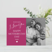 Moderne Magenta Foto Moederdag Feestdagenkaart (Staand voorkant)