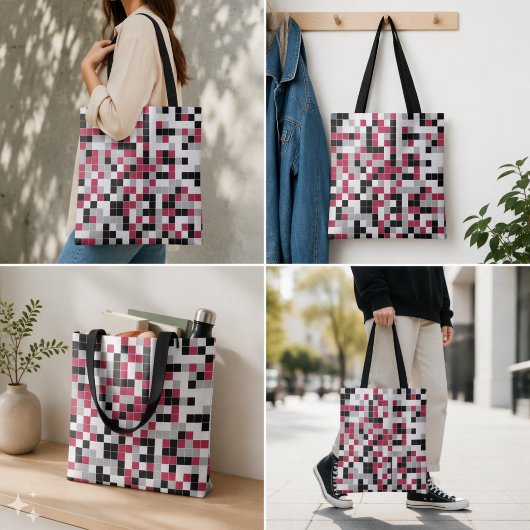 Moderne Magenta Geometrisch Tote Bag