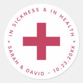 Moderne Magenta Hangover Kit in ziekte en gezondhe Ronde Sticker (Voorkant)