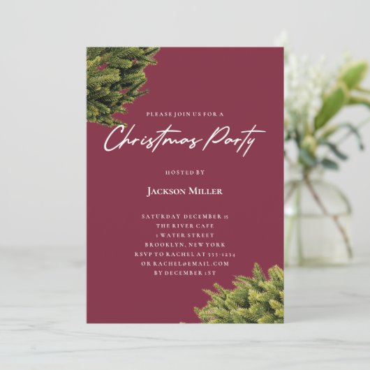 Moderne magenta kerstfeest kaart (Staand voorkant)