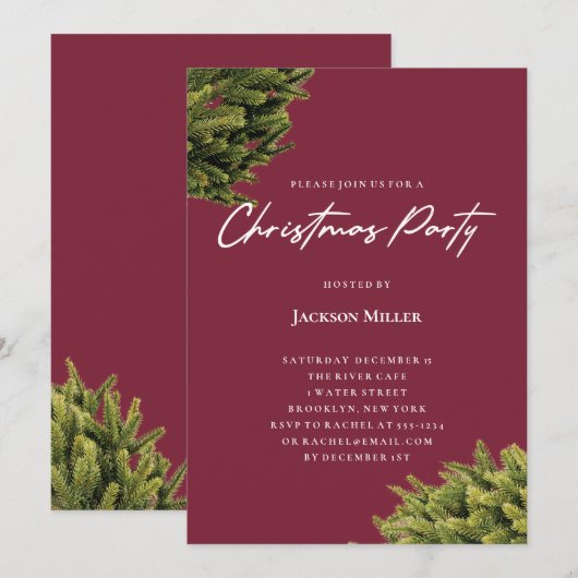 Moderne magenta kerstfeest kaart (Voorkant / Achterkant)