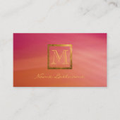 Moderne magenta Oranje Abstract goudmonogram Visitekaartje (Voorkant)