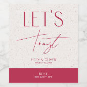 Moderne magenta persoonlijke bruiloft wijn etiket (Enkel label)