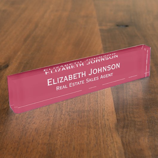 Moderne Magenta Red Professional Business Executiv Naambordje (Zijkant)