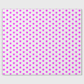 Moderne magenta roze en wit sterpatroon cadeaupapier (Vlak)