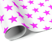Moderne magenta roze en wit sterpatroon cadeaupapier (Rol Hoek)