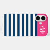 Moderne magenta roze marinestripes - aangepast mon Case-Mate iPhone case (Achterkant (horizontaal))