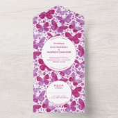 Moderne magenta roze Waterverf vlinder schilderen All In One Uitnodiging (Binnen)