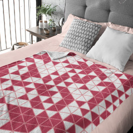 Moderne magenta roze witte geometrische driehoeken fleece deken