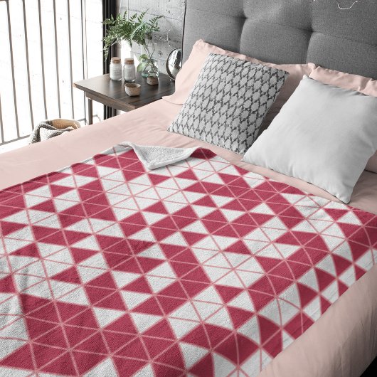 Moderne magenta roze witte geometrische driehoeken fleece deken