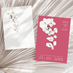 Moderne magenta roze witte orchideeën bloemen brui save the date