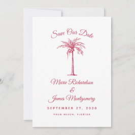 Moderne Magenta Strand Bruiloft Save the Date
