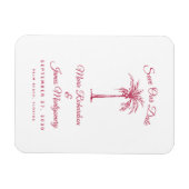 Moderne Magenta Strand Bruiloft Save the Date Magneet (Horizontaal)