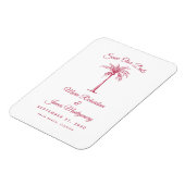 Moderne Magenta Strand Bruiloft Save the Date Magneet (Linkerzijde)