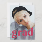 Moderne Magenta Typografie Foto Afstuderen Aankondiging (Voorkant)