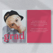 Moderne Magenta Typografie Foto Afstuderen Aankondiging