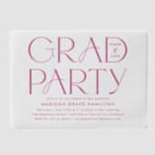 Moderne Magenta Typografie Graduation Party Vellum Uitnodigingen (Voorkant)