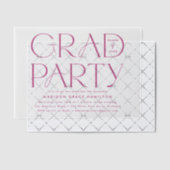 Moderne Magenta Typografie Graduation Party Vellum Uitnodigingen (Offset (Uitnodiging))