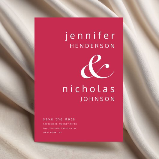Moderne magenta typografie save the date