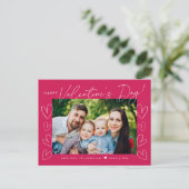 Moderne Magenta van het Manuscript Foto Valentijns Feestdagenkaart (Staand voorkant)